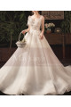 V Neckline Summer Wedding Dresses With Pretty Bow And Tie-Up Strap - Ref M079 - 03