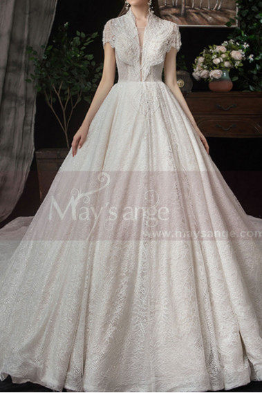 Beaded Lace Chic Wedding Wresses With Bolero-Style Top And Long Skirt - M082 #1