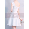Short Ivory White Graduation Party Dress With One Shoulder - Ref C1932 - 03