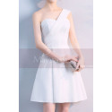 Short Ivory White Graduation Party Dress With One Shoulder - Ref C1932 - 04