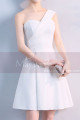 Short Ivory White Graduation Party Dress With One Shoulder - Ref C1932 - 04