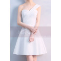 Short Ivory White Graduation Party Dress With One Shoulder - Ref C1932 - 05