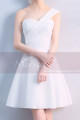 Short Ivory White Graduation Party Dress With One Shoulder - Ref C1932 - 05