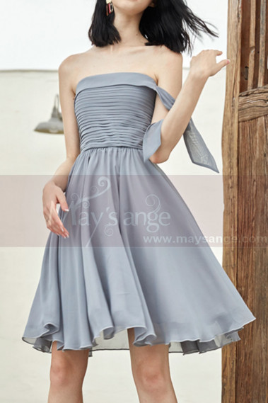 Robe Cocktail Mariage Gris Argenté ...