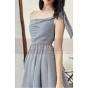 Strapless Short Chiffon Silver Grey Wedding-Guest Party Dress - Ref C1933 - 03