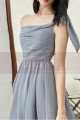 Strapless Short Chiffon Silver Grey Wedding-Guest Party Dress - Ref C1933 - 03