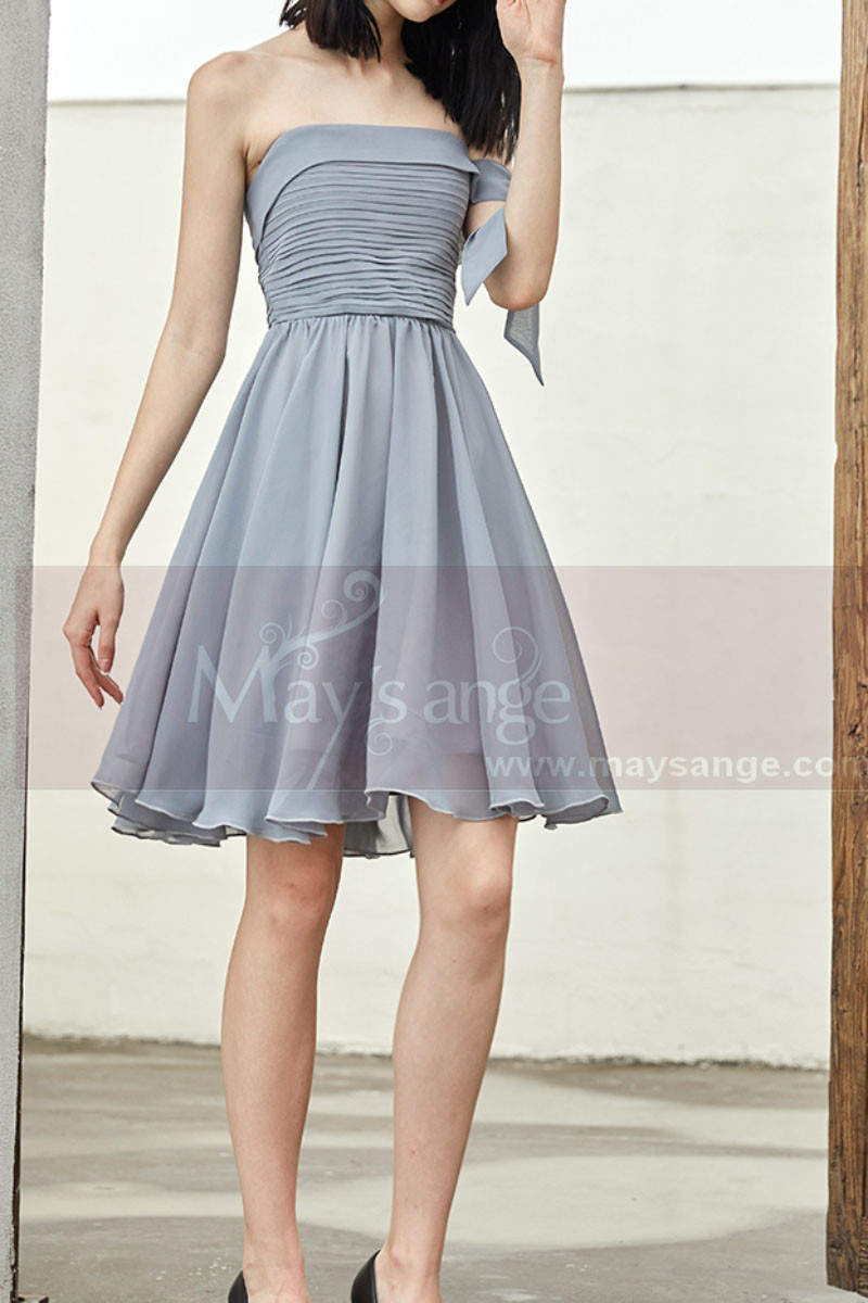 Robe Cocktail Mini Gris Anthracite Argentée - 8 Bretelles - Taille 8 - Neuve Avec étiquettes