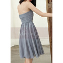 Strapless Short Chiffon Silver Grey Wedding-Guest Party Dress - Ref C1933 - 06