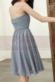 Strapless Short Chiffon Silver Grey Wedding-Guest Party Dress - Ref C1933 - 06