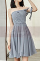 Strapless Short Chiffon Silver Grey Wedding-Guest Party Dress - Ref C1933 - 07