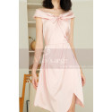 Pink Short Cocktail Dress With Mock Wrap-Skirt - Ref C1934 - 03