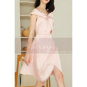 Pink Short Cocktail Dress With Mock Wrap-Skirt - Ref C1934 - 05