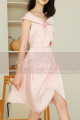 Pink Short Cocktail Dress With Mock Wrap-Skirt - Ref C1934 - 05