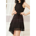 Short Cocktail Party Chiffon Dress with Asymmetrical Lace Hem - Ref C1935 - 06