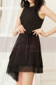 Short Cocktail Party Chiffon Dress with Asymmetrical Lace Hem - Ref C1935 - 06