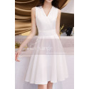 Short V-Neck White Evening Dresses - Ref C1937 - 02
