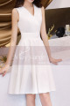 Short V-Neck White Evening Dresses - Ref C1937 - 05