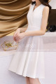 Short V-Neck White Evening Dresses - Ref C1937 - 03