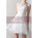 Strapless Embroidered Short White Cocktail Wedding Dress - Ref C1938 - 04