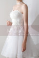 Strapless Embroidered Short White Cocktail Wedding Dress - Ref C1938 - 05