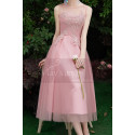 Tea-Length Pink Evening Gowns For Bridesmaid - Ref C1993 - 02