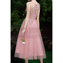 Tea-Length Pink Evening Gowns For Bridesmaid - Ref C1993 - 03