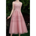 Tea-Length Pink Evening Gowns For Bridesmaid - Ref C1993 - 04