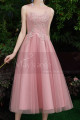 Tea-Length Pink Evening Gowns For Bridesmaid - Ref C1993 - 04