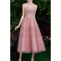 Tea-Length Pink Evening Gowns For Bridesmaid - Ref C1993 - 05