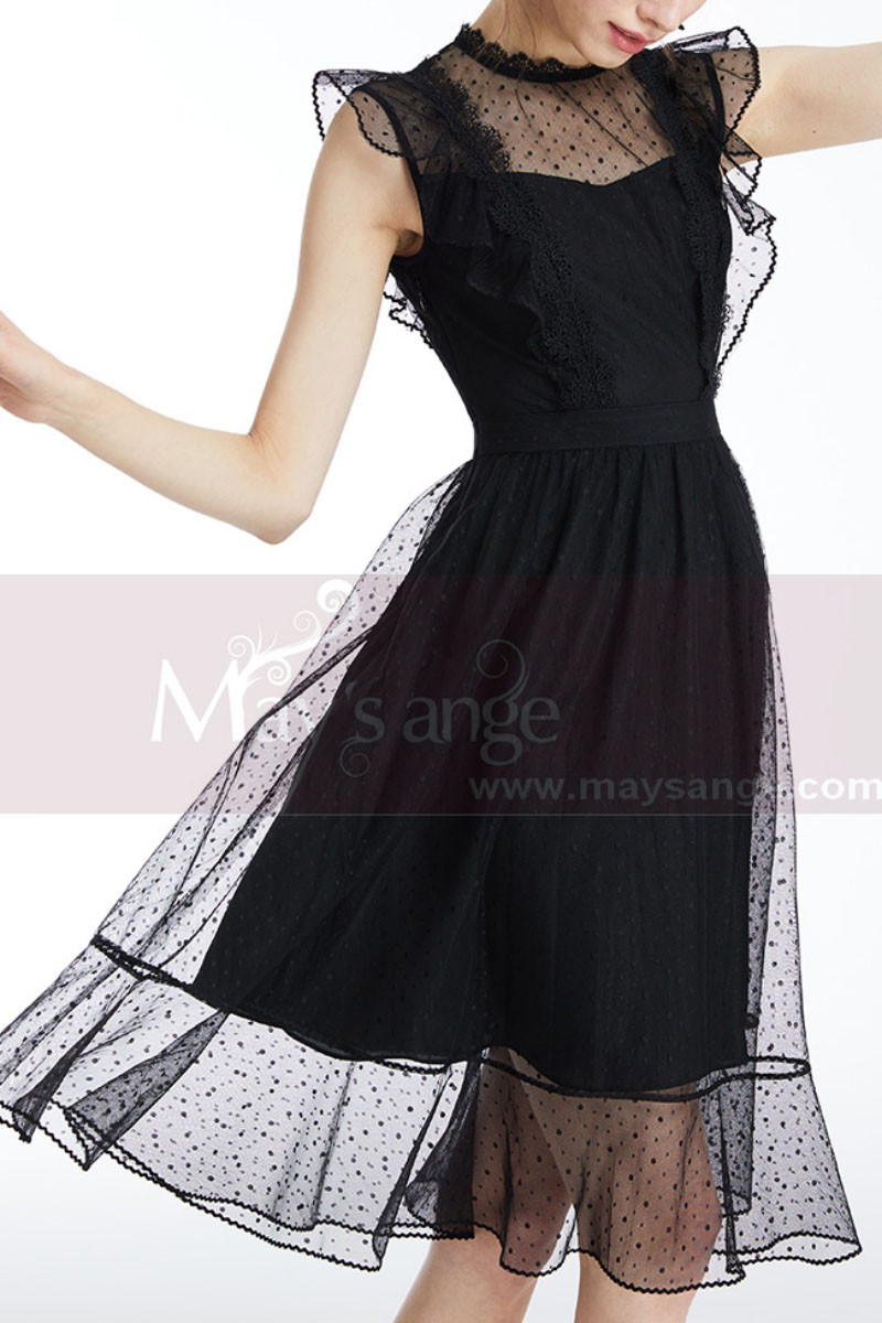Dark Short Party Dress With Yoke - Ref C1940 - 01