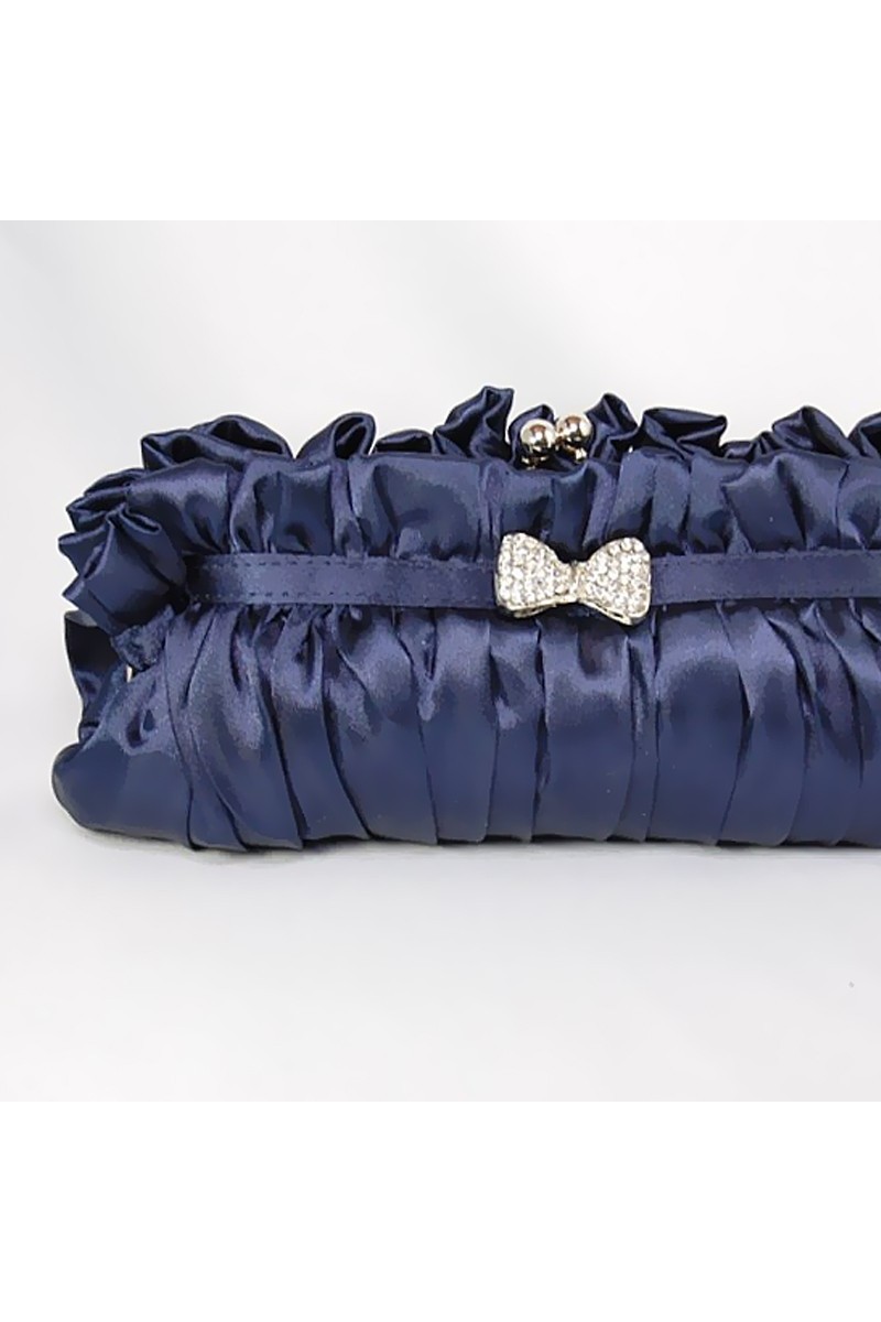 Pochette soirée bleu nuit satin - Ref SAC186 - 01 Pochette soirée bleu nuit satin - Ref SAC186 - 01