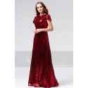 robe de soirée longue bordeaux en paillettes et sequins - Ref L826PROMO - 03