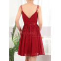 Backless Ruched Bodice Chiffon Red Summer Dress With Double Thin Straps - Ref C910 - 02