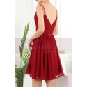 Backless Ruched Bodice Chiffon Red Summer Dress With Double Thin Straps - Ref C910 - 03