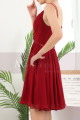 Backless Ruched Bodice Chiffon Red Summer Dress With Double Thin Straps - Ref C910 - 05