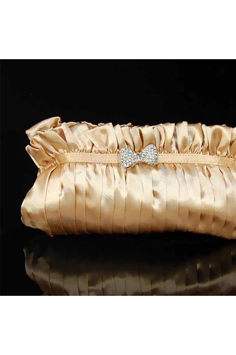 Draped satin gold evening clutch bag - Ref SAC190 - 01