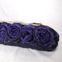 Sac soirée fleurs noir et violet - Ref SAC195 - 02