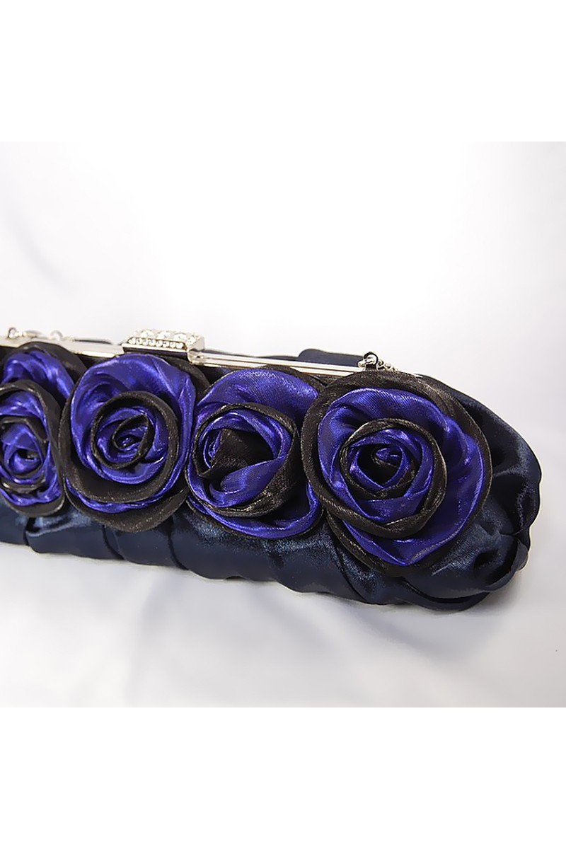 Sac soirée fleurs noir et violet - Ref SAC195 - 01