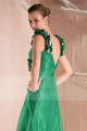 Robe de soiree vert kryptonite mousseline avec bretelles - Ref L280PROMO - 03
