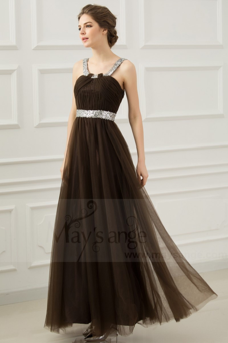 copy of Long Chiffon Evening Dress With Rhinestone Straps - Ref L278PROMO - 01