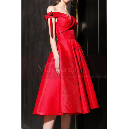 Off The Shoulder Satin Ever Pretty Red Bridesmaid Dresses