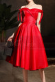 Off The Shoulder Satin Ever Pretty Red Bridesmaid Dresses - Ref C1942 - 05