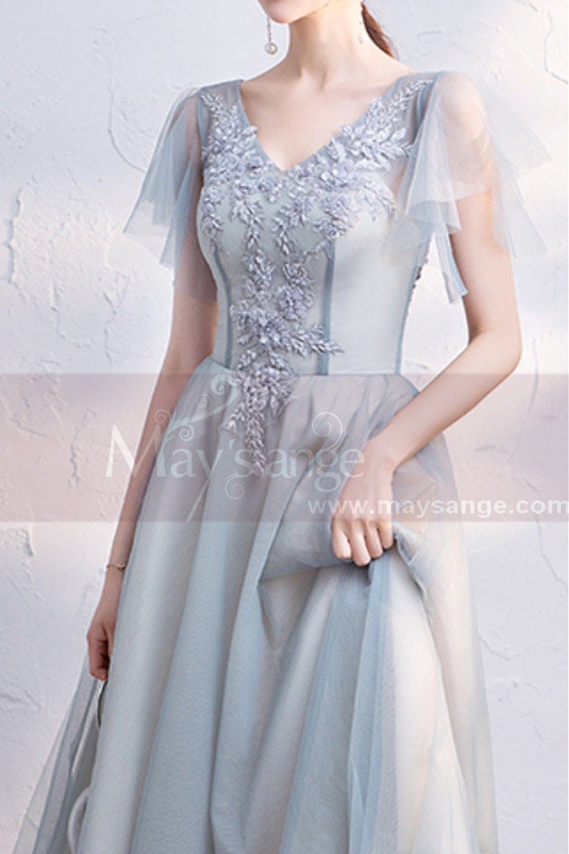 copy of Silver Gray Tulle Vintage Princess Prom Dress With Neck Tie - Ref C1947 - 01 copy of Silver Gray Tulle Vintage Princess Prom Dress With Neck Tie - Ref C1947 - 01