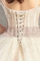 Off White Long Train Wedding Dress With Thin Strap - Ref M083 - 05