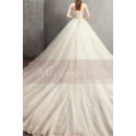 Off White Long Train Wedding Dress With Thin Strap - Ref M083 - 04