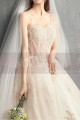 Off White Long Train Wedding Dress With Thin Strap - Ref M083 - 07