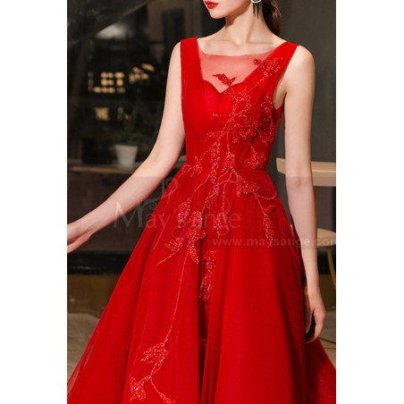 Robe De Bal Courte Rouge Dos Nu Tulle