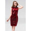 Robe Soirée Cocktail Courte Framboise En Paillettes Brillantes Romantique - Ref C862Promotion - 03