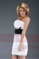 Robe Courte Blanc Et Noire Bustier Fleuries Avec Son Boléro Assorti - Ref C457Promotion - 04