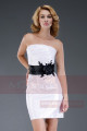 Robe Courte Blanc Et Noire Bustier Fleuries Avec Son Boléro Assorti - Ref C457Promotion - 05